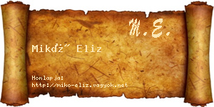 Mikó Eliz névjegykártya